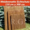 Weidenmatte Sichtschutz Rollzaun 110 cm x 300 cm